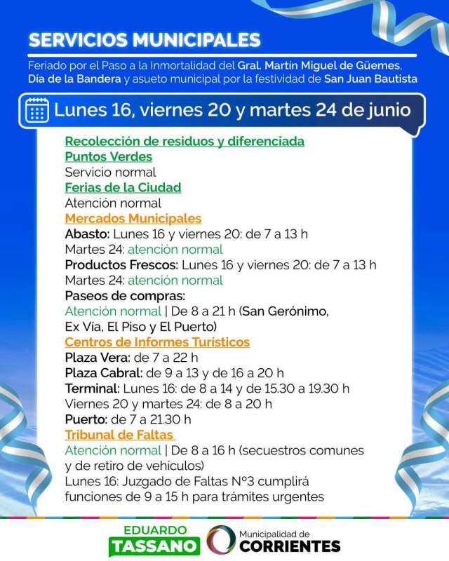 Servicios del Feriado